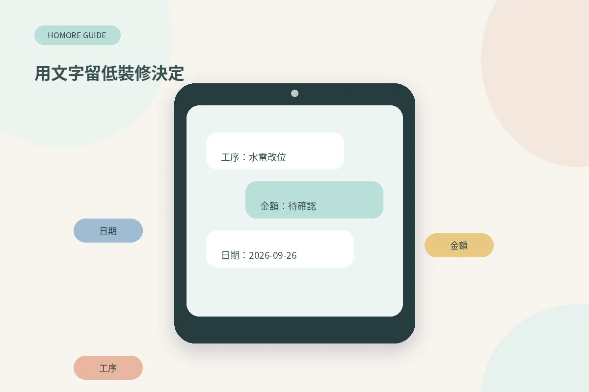 用文字訊息記錄裝修決定、金額同工序作證據