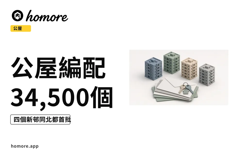 四座新落成公共屋邨大廈示意，前景有一疊信封同鎖匙（示意圖）